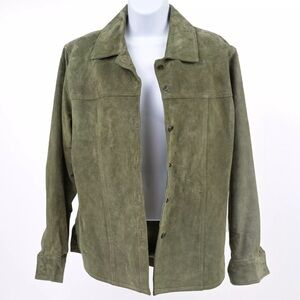 AMI Green Suede Leather Shacket Jacket